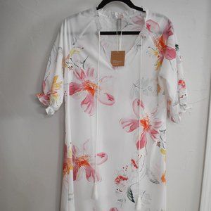 Noracora Maxi Dress Floral Summer Long Short Sleeves size S Small